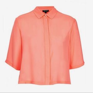 Sheer coral crop top. Top shop